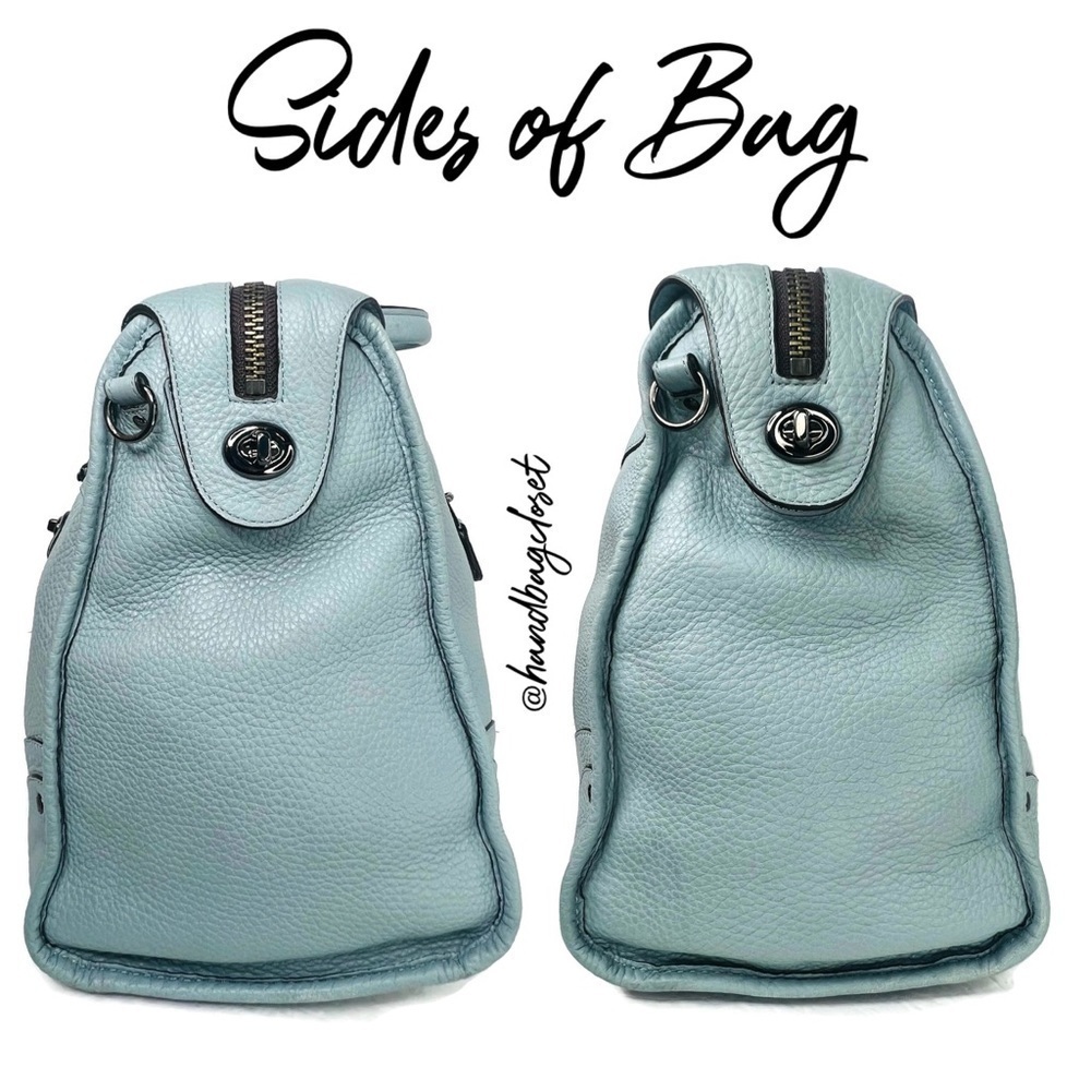 Coach Elevated Rhyder 33 Cornflower Blue Pebbled Suede Leather Shoulder Bag - Picture 6 of 16